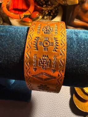 Vintage Copper Bell Trading Post Stamped Native American Style Cuff Bracelet